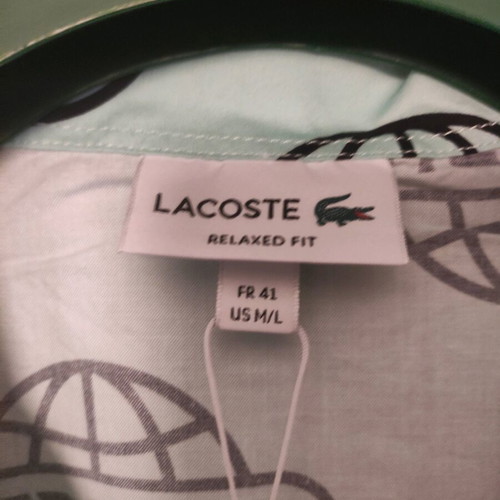 Lacoste dress shirt new, size L, black and turquoise