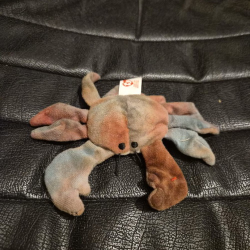 Ty Beanie Baby Claude the Crab plush used, vintage tie-dye design