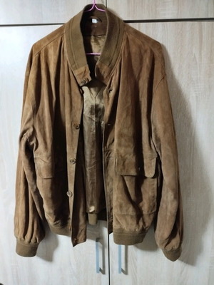 Suede leather jacket XL like new, brown