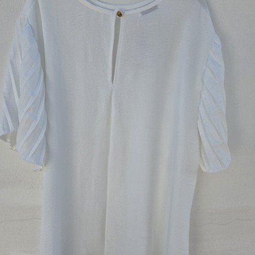 Blouse with pleated sleeves new, one size, white