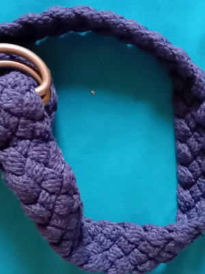 Knitted blue children's belt new, adjustable size 80