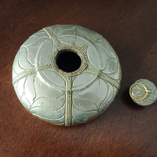 Alpaca (Arzanto) container, handcrafted vintage decorative piece