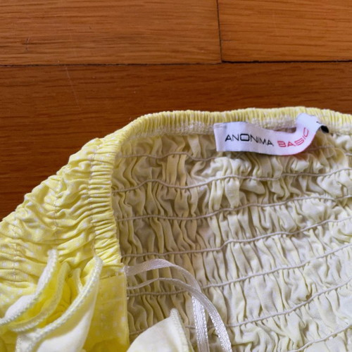 Anonima blouse size S yellow backless new cotton with ruffles