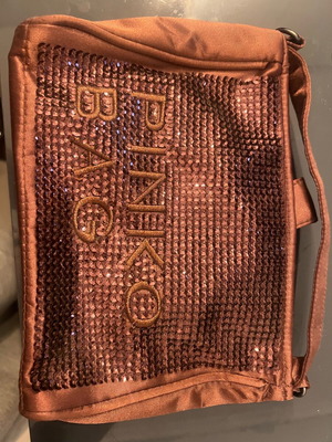 Τσαντάκι Pinko Mini Love Bag σαν καινούργιο, καφέ με παγιέτες