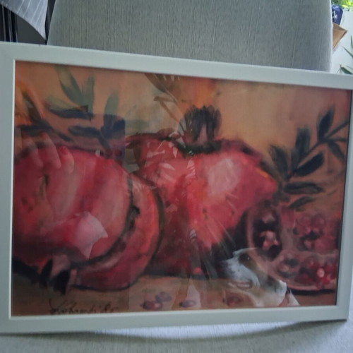 Painting "Pomegranate" in 20×30cm frame, signed