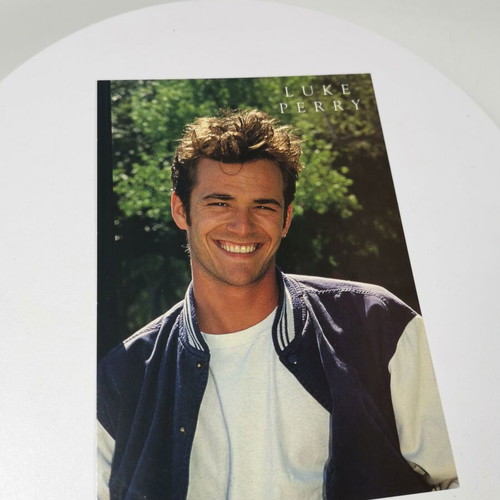 Vintage Luke Perry postcard used, Heroes Publishing edition