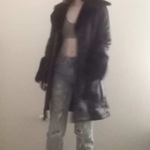 Leather coat new, size medium, black
