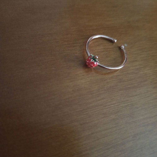 Jewelry set used with necklace and two rings with cherries and strawberry