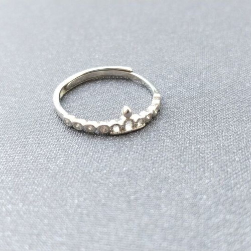 Silver ring openable zircon with crown center new