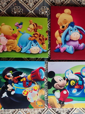 Παιδικά κάδρα Disney μεταχειρισμένα, σετ 4, εκτυπώσεις σε καμβά