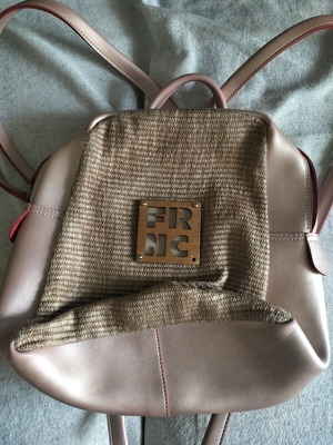 FRNC bag used with straw detail in soft gold-bronze color