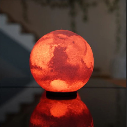 Mars Planet Lamp new with 3D printing and warm lighting