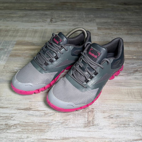 Reebok ZigTech women's running sneakers grey mesh pink sole US 7.5 EU 38