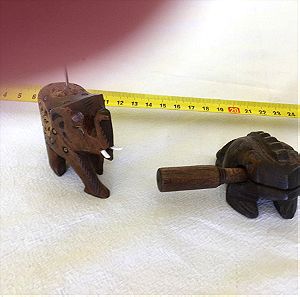 Set of one Small elephant and one frog musical instrument
