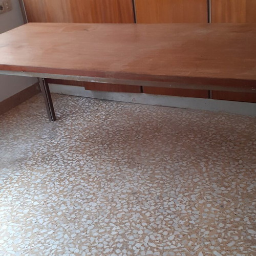 Office desk wooden with 4 metal legs 1970s