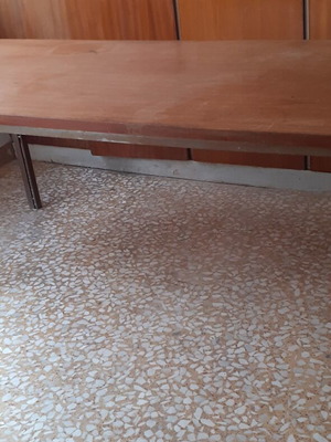 Office desk wooden with 4 metal legs 1970s