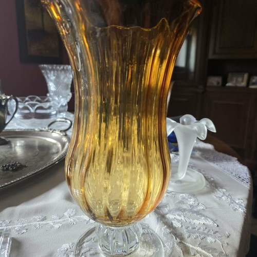 Vintage amber glass vase like new, N.A.V.A. series