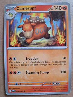 Camerupt 32/197 Pokémon TGC Obsidian Flames 3e