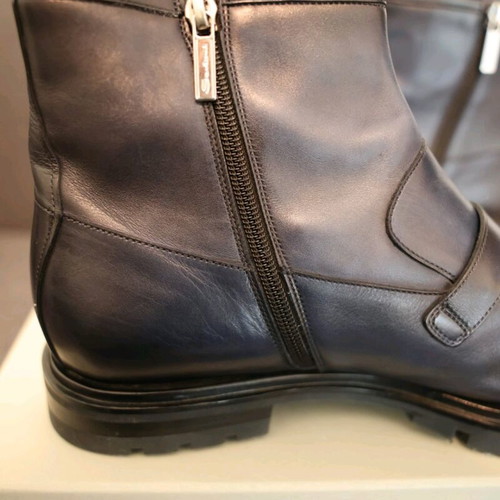 Santoni blue calf leather boots new