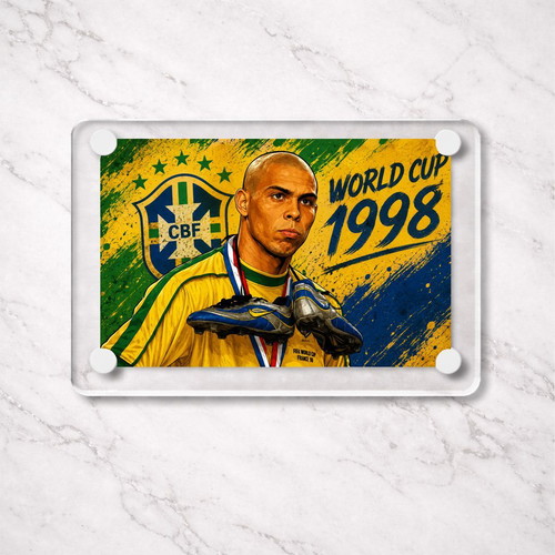World Cup Magnet Brazil Ronaldo 1998 acrylic new