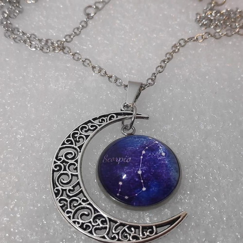 Scorpio Zodiac Pendant with Crescent Moon, like new