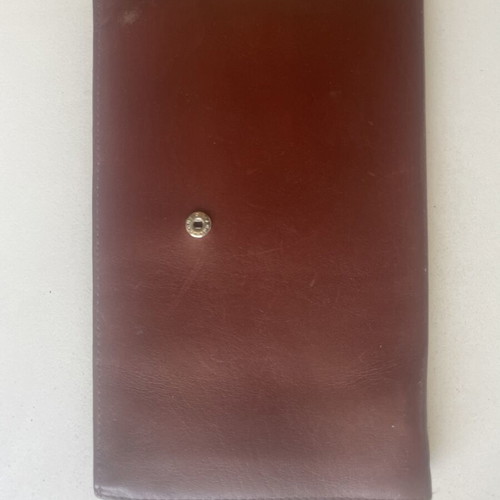 Vintage brown genuine leather wallet, Greek made, missing clasp