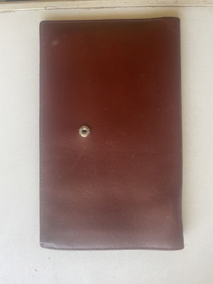 Vintage brown genuine leather wallet, Greek made, missing clasp