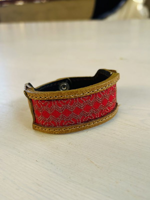 Diesel leather bracelet like new, brown and red fabric
