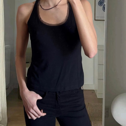 Vintage Y2K black top with transparent back like new