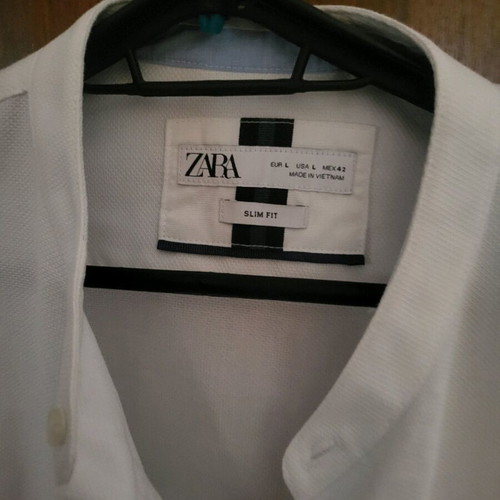 Πουκάμισο ανδρικό Zara slim fit σαν καινούργιο, άσπρο, μέγεθος L