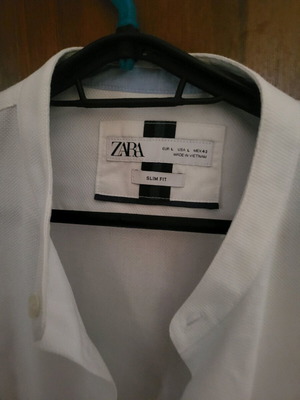 Πουκάμισο ανδρικό Zara slim fit σαν καινούργιο, άσπρο, μέγεθος L