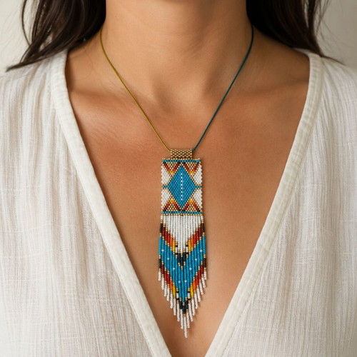 Handmade necklace with Miyuki beads multicolor, length up to 84cm