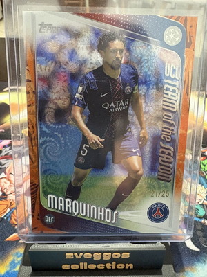 Marquinhos 2025-26 Topps UEFA Club Competitions Team of the Season Orange Parallel card like new