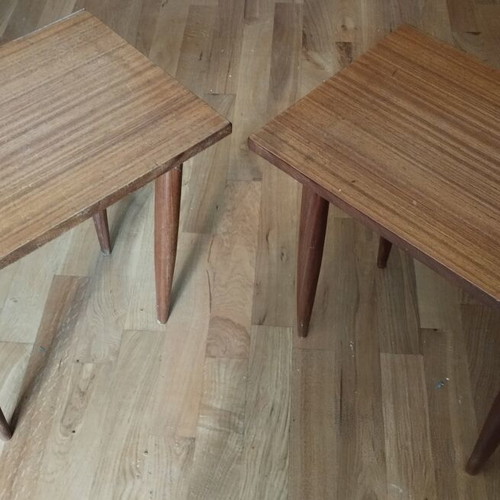 Vintage side tables set of 2 60s Mid-Century Modern used