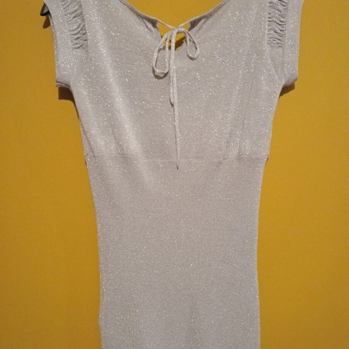 Naf Naf silver lurex viscose top new, size S