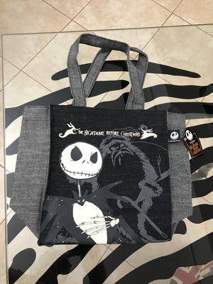 Nightmare Before Christmas Jack black and grey jean handbag new