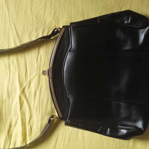 Women's shoulder bag used black with gold detail
