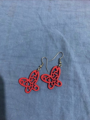 Butterfly earrings like new, red
