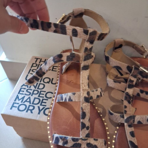 Pony Leopard Gladiator Sandals new, leather, size 38