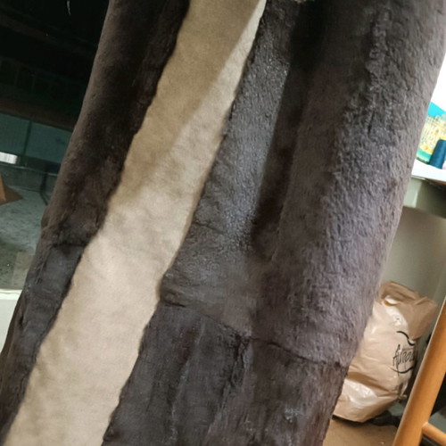 Coat with Real Fur New Handmade Unique Piece Size L-XL