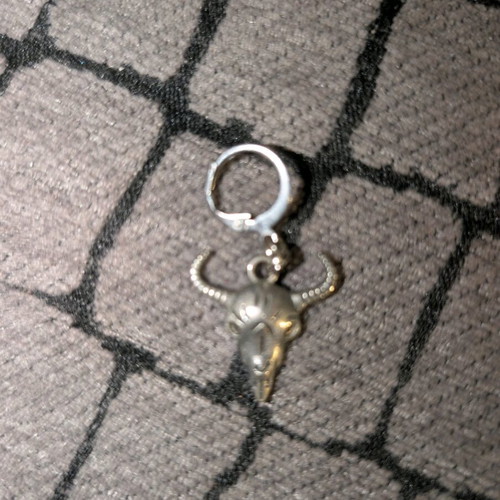 Goth earrings with ram charm, like new