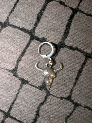 Goth earrings with ram charm, like new