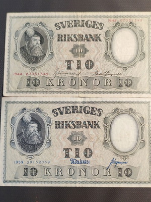 Sweden banknotes set 5 Kronor 1944 & 1959, different types