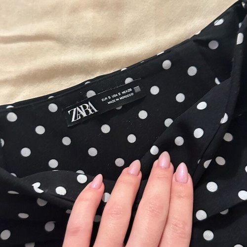 Zara set shirt and skirt like new, black with white polka dots