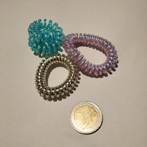 Telephone cord hair ties multicolor, pack of 3, new