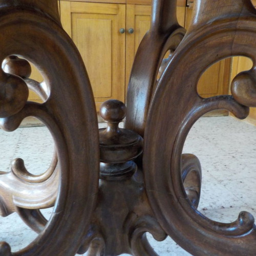 Old walnut table used with carved legs