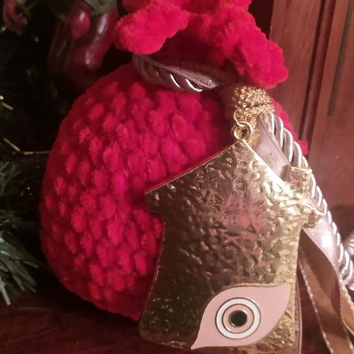 Handmade knitted pomegranate with house charm new