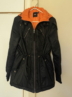 ASOS parka size S, black and orange