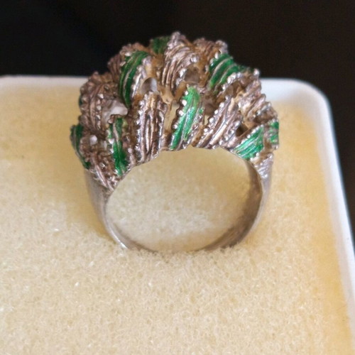 Silver 925 women's ring used, green, size 5.5