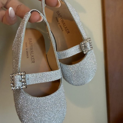 Babywalker silver glitter slingback shoes like new, size 12cm